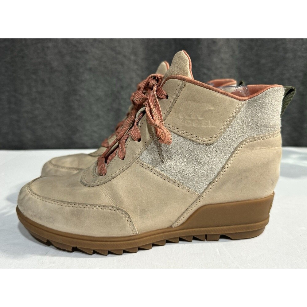 Sorel Women's Sz US 7.5 Evie Sport Lace Bootie NL4902-260 Nova Sand Hidden Wedge - Picture 2 of 11